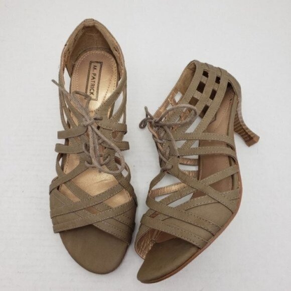 M. Patrick Tan Open Toe Lace Up Heels Sz 7.5 - Picture 4 of 9